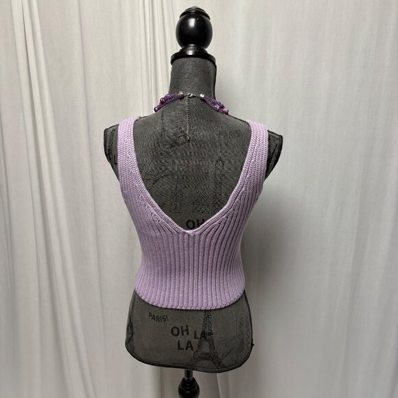 The Drop Sylvie Top Womens Sz Medium Lavender V-Neck Cropped Sweater Tank NEW - Picture 5 of 10